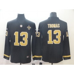 New Orleans Saints #13 Michael Thomas Black Therma Long Sleeve Nike NFL Men Jersey