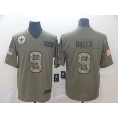 New Orleans Saints #9 Drew Brees Olive Camo Salute To Service Limited Nike NFL Men Jersey