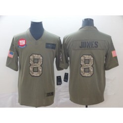 New York Giants #8 Daniel Jones 2019 Olive Camo Salute To Service Limited Nike NFL Men Jersey