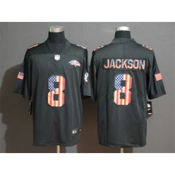 Baltimore Ravens #8 Lamar Jackson 2019 Black Salute To Service USA Flag Fashion Limited Nike NFL Men Jersey