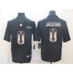 Baltimore Ravens #8 Lamar Jackson Black Statue Of Liberty Limited Nike NFL Men Jersey