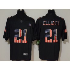 Dallas Cowboys #21 Ezekiel Elliott 2019 Black Salute To Service USA Flag Fashion Limited Nike NFL Men Jersey