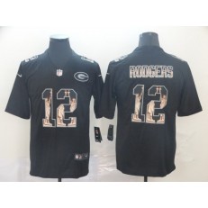 Green Bay Packers #12 Aaron Rodgers Black Statue Of Liberty Limited Nike NFL Men Jersey