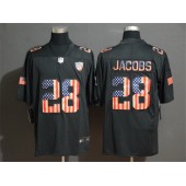 Oakland Raiders #28 Josh Jacobs 2019 Black Salute To Service USA Flag Fashion Limited Nike NFL Men Jersey