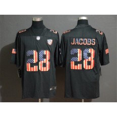 Oakland Raiders #28 Josh Jacobs 2019 Black Salute To Service USA Flag Fashion Limited Nike NFL Men Jersey