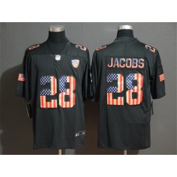 Oakland Raiders #28 Josh Jacobs 2019 Black Salute To Service USA Flag Fashion Limited Nike NFL Men Jersey