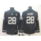 Oakland Raiders #28 Josh Jacobs Black Therma Long Sleeve Nike NFL Men Jersey