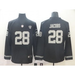 Oakland Raiders #28 Josh Jacobs Black Therma Long Sleeve Nike NFL Men Jersey