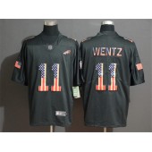 Philadelphia Eagles #11 Carson Wentz 2019 Black Salute To Service USA Flag Fashion Limited Nike NFL Men Jersey