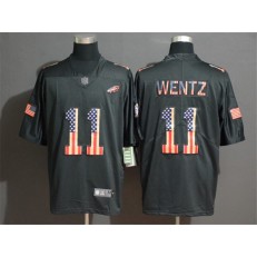 Philadelphia Eagles #11 Carson Wentz 2019 Black Salute To Service USA Flag Fashion Limited Nike NFL Men Jersey
