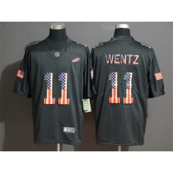 Philadelphia Eagles #11 Carson Wentz 2019 Black Salute To Service USA Flag Fashion Limited Nike NFL Men Jersey