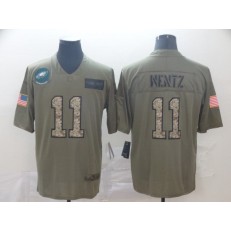 Philadelphia Eagles #11 Carson Wentz 2019 Olive Camo Salute To Service Limited Nike NFL Men Jersey