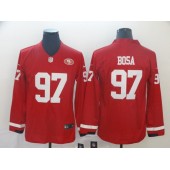 San Francisco 49ers #97 Nick Bosa Red Therma Long Sleeve Nike NFL Men Jersey