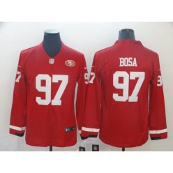 San Francisco 49ers #97 Nick Bosa Red Therma Long Sleeve Nike NFL Men Jersey