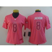 Women Nike Baltimore Ravens #8 LaMar Jackson Pink Fashion Limited Jersey