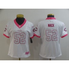 Women Nike Chicago Bears #52 Khalil Mack White Pink Rush Limited Jersey