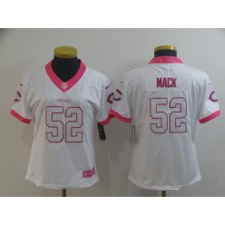 Women Nike Chicago Bears #52 Khalil Mack White Pink Rush Limited Jersey