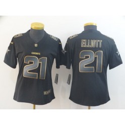 Women Nike Dallas Cowboys #21 Ezekiel Elliott Black Gold Vapor Untouchable Limited Jersey