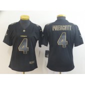 Women Nike Dallas Cowboys #4 Dak Prescott Black Gold Vapor Untouchable Limited Jersey