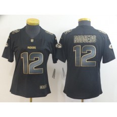 Women Nike Green Bay Packers #12 Aaron Rodgers Black Gold Vapor Untouchable Limited Jersey