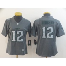 Women Nike Green Bay Packers #12 Aaron Rodgers Gray Camo Vapor Untouchable Limited Jersey