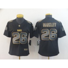 Women Nike New York Giants #26 Saquon Barkley Black Gold Vapor Untouchable Limited Jersey