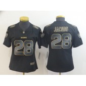 Women Nike Oakland Raiders #28 Josh Jacobs Black Gold Vapor Untouchable Limited Jersey