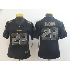 Women Nike Oakland Raiders #28 Josh Jacobs Black Gold Vapor Untouchable Limited Jersey