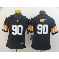 Women Nike Pittsburgh Steelers #90 T.J. Watt Black Alternate Vapor Untouchable Limited Jersey