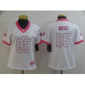 Women Nike San Francisco 49ers #85 George Kittle White Pink Rush Limited Jersey