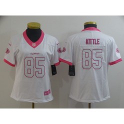 Women Nike San Francisco 49ers #85 George Kittle White Pink Rush Limited Jersey