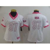 Women Nike San Francisco 49ers #97 Nick Bosa White Pink Rush Limited Jersey