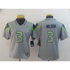 Women Nike Seattle Seahawks #3 Russell Wilson Gray Inverted Legend Limited Jersey