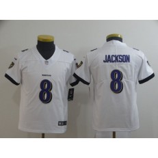 Youth Nike Baltimore Ravens #8 Lamar Jackson White Vapor Untouchable Limited Jersey
