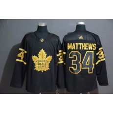 Toronto Maple Leafs #34 Auston Matthews Black Gold Adidas Jersey