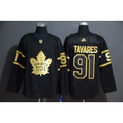Toronto Maple Leafs #91 John Tavares Black Gold Adidas Jersey