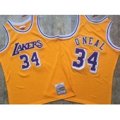 Los Angeles Lakers #34 Shaquille O Neal Yellow 1996-97 Hardwood Classics Jersey