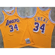 Los Angeles Lakers #34 Shaquille O Neal Yellow 1996-97 Hardwood Classics Jersey
