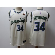 Milwaukee Bucks #34 Giannis Antetokounmpo Cream 2019-20 City Edition Nike Swingman Jerseys