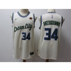 Milwaukee Bucks #34 Giannis Antetokounmpo Cream 2019-20 City Edition Nike Swingman Jerseys