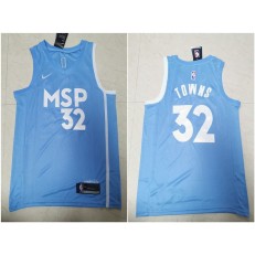Minnesota Timberwolves #32 Karl Anthony Towns Light Blue 2019-20 City Edition Nike Swingman Jersey