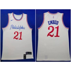 Philadelphia 76ers #21 Joel Embiid White 2019-20 City Edition Nike Swingman Jersey