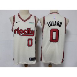 Portland Trail Blazers #0 Damian Lillard Cream 2019-20 Nike Swingman Jersey