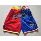 Houston Rockets And Knicks Split White Just Don Throwback Mesh Shorts