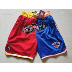 Houston Rockets And Knicks Split White Just Don Throwback Mesh Shorts