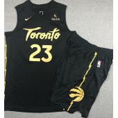 Toronto Raptors #23 Fred Vanvleet Black City Edition Nike Swingman Jersey With Shorts