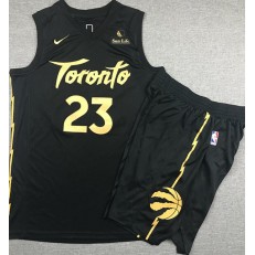 Toronto Raptors #23 Fred Vanvleet Black City Edition Nike Swingman Jersey With Shorts