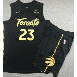 Toronto Raptors #23 Fred Vanvleet Black City Edition Nike Swingman Jersey With Shorts