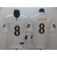 Baltimore Ravens #8 Lamar Jackson White Gold Vapor Untouchable Limited Nike NFL Men Jersey