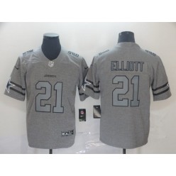 Dallas Cowboys #21 Ezekiel Elliott 2019 Gray Gridiron Gray Vapor Untouchable Limited Nike NFL Men Jersey